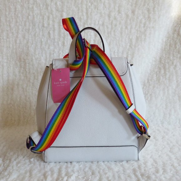 Kate Spade Darcy Pride Flap Backpack (White Dove)